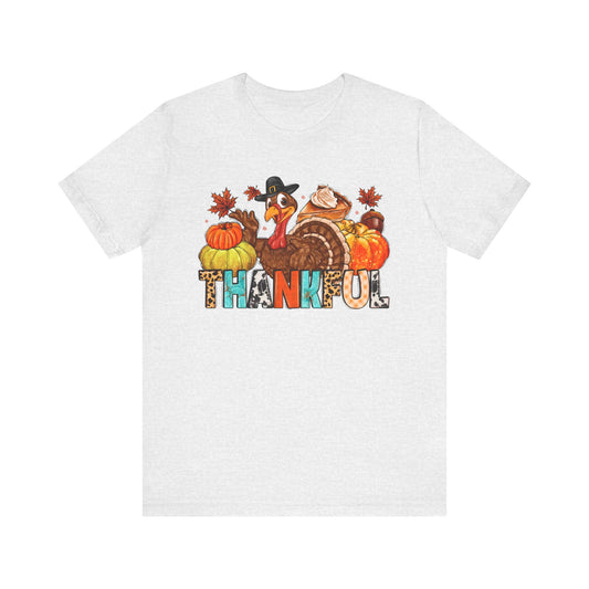 Thankful Turkey Unisex Short Sleeve Tee - Perfect for Thanksgiving Celebrations